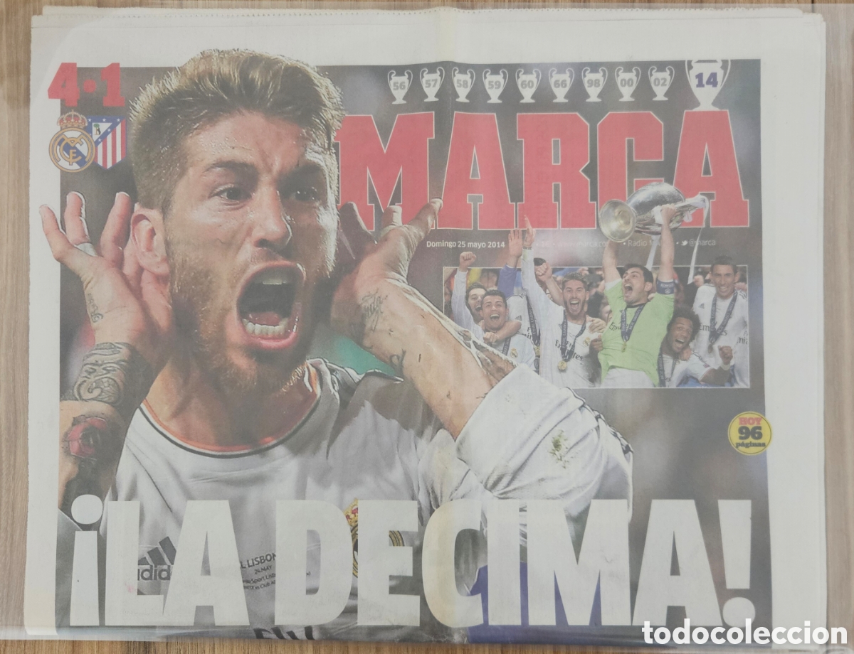 Collectionnisme sportif: Peri&oacute;dico Marca D&eacute;cima Champions 2014 Real Madrid