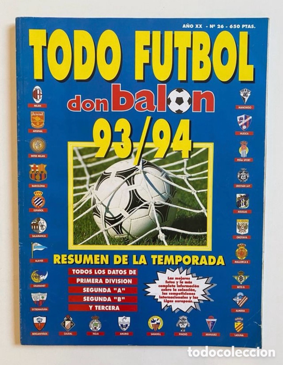Coleccionismo deportivo: TODO FUTBOL DON BALON - N&ordm; 26 - TEMPORADA 93/94 - RESUMEN DE LA TEMPORADA
