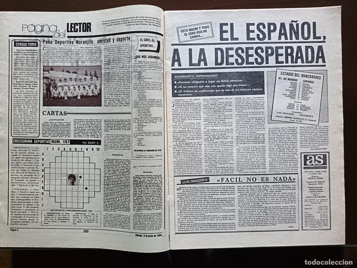 Coleccionismo deportivo: AS-N&Uacute;MERO- 5182- 1984 - Foto 2