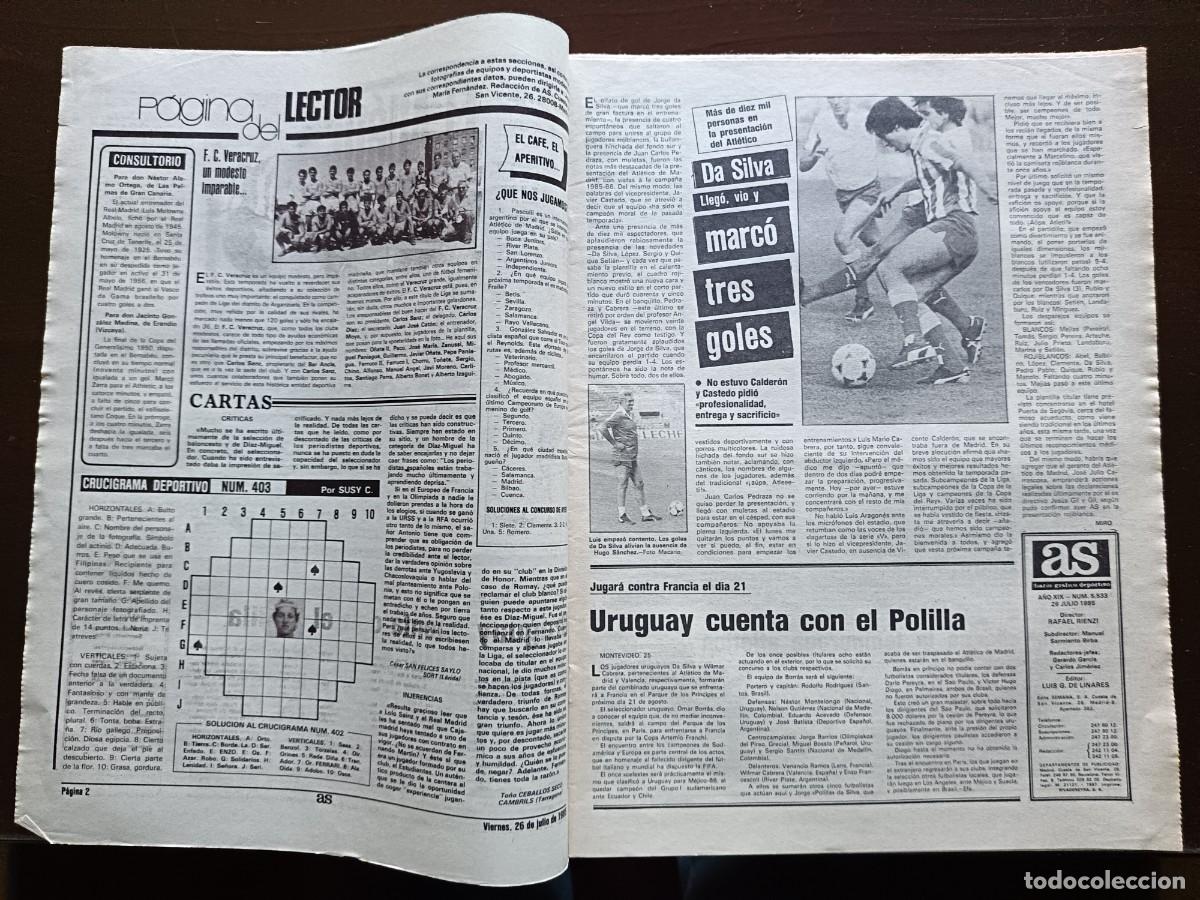 Coleccionismo deportivo: AS-N&Uacute;MERO- 5533- 1985 - Foto 2