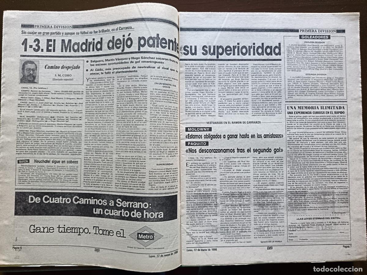 Coleccionismo deportivo: AS-N&Uacute;MERO- 5732- 1986 - Foto 4