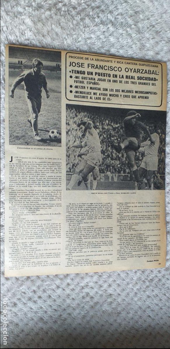 Coleccionismo deportivo: FUTBOL-V90-II-HOJA RECORTE-PRENSA DEPORTIVA-AS-1973-74-JOSE FRANCISCO OYARZABAL