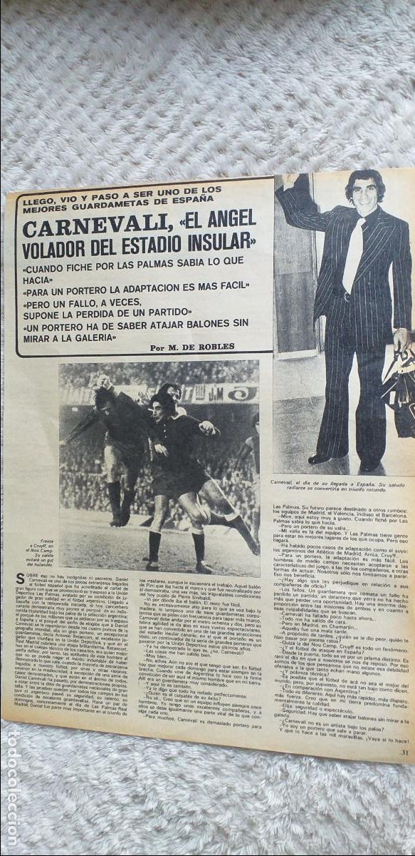 Coleccionismo deportivo: FUTBOL-V90-II-HOJA RECORTE-PRENSA DEPORTIVA-AS-1973-74-CARNEVALI