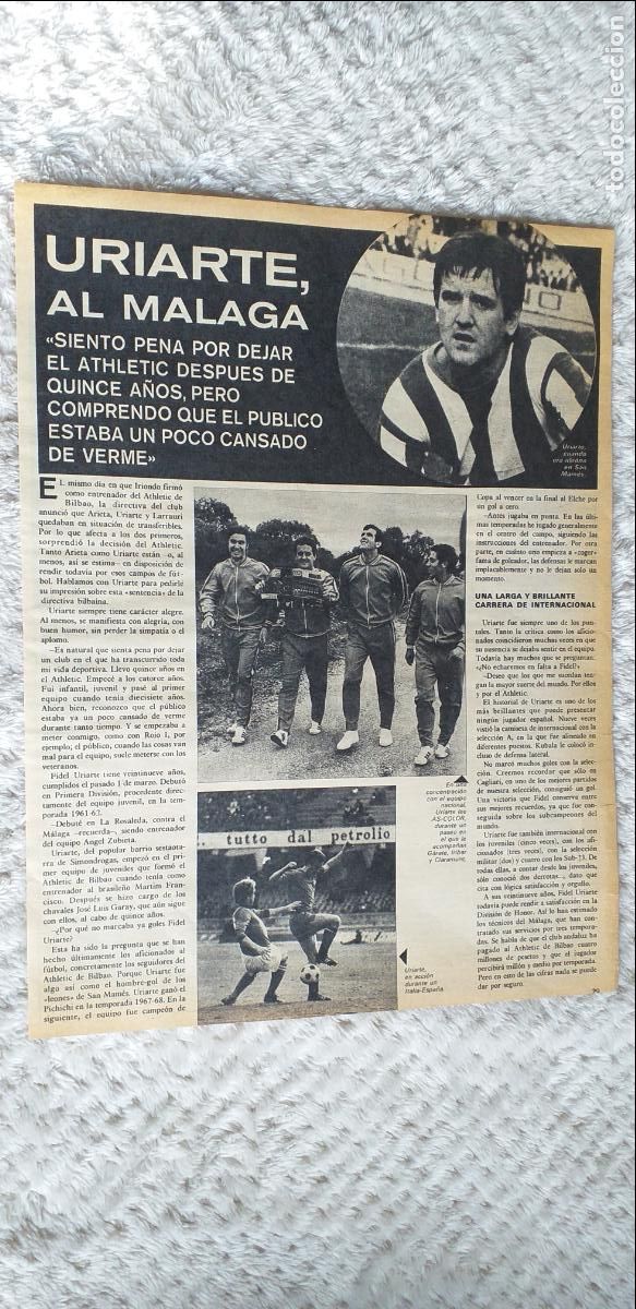 Coleccionismo deportivo: FUTBOL-V90-II-HOJA RECORTE-PRENSA DEPORTIVA-AS-1973-74-URIARTE