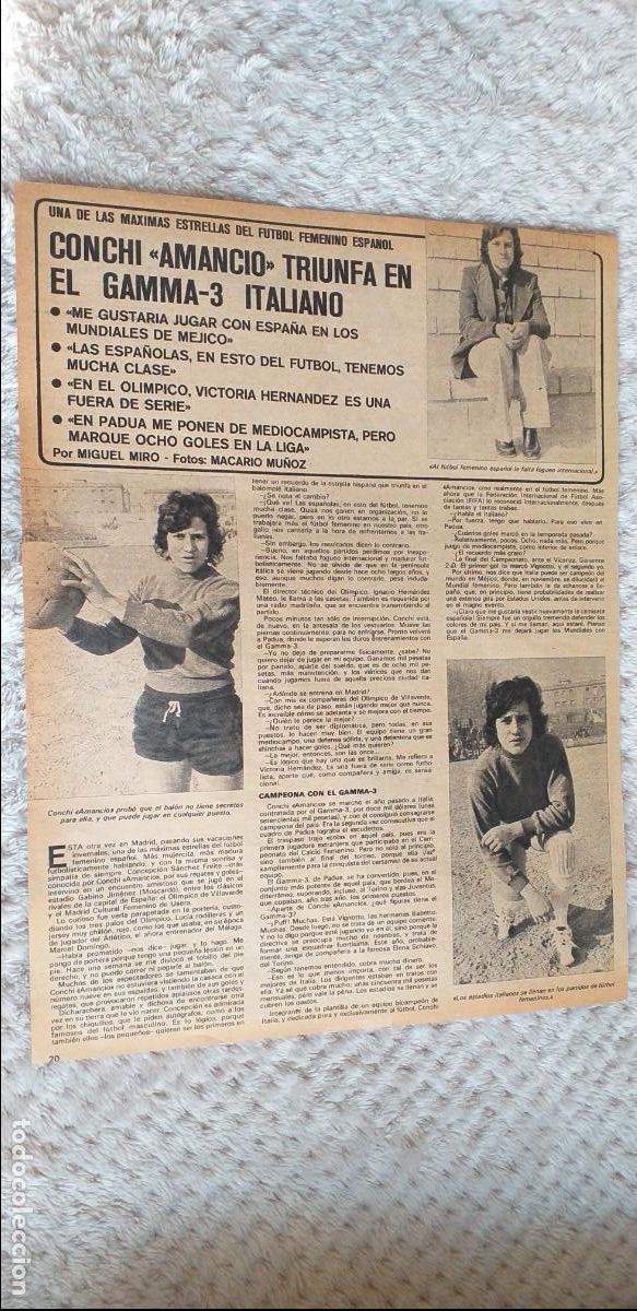 Coleccionismo deportivo: FUTBOL-V90-II-HOJA RECORTE-PRENSA DEPORTIVA-AS-1973-74-FEMENINO ESPA&Ntilde;OL-CONCHI AMANCIO