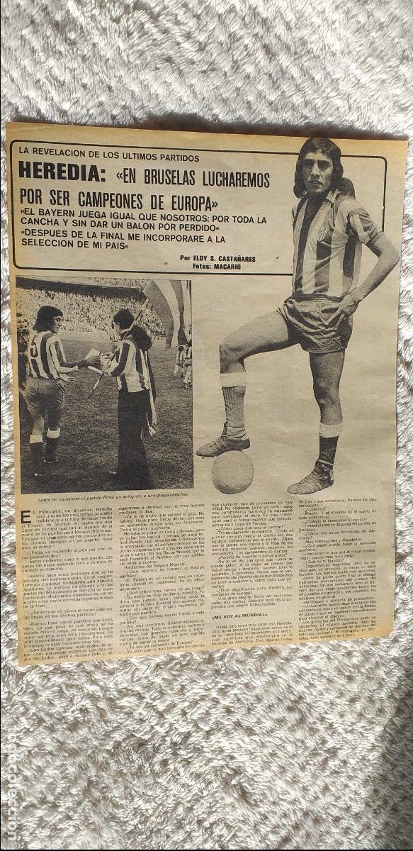 Coleccionismo deportivo: FUTBOL-V90-II-HOJA RECORTE-PRENSA DEPORTIVA-AS-1973-74-HEREDIA