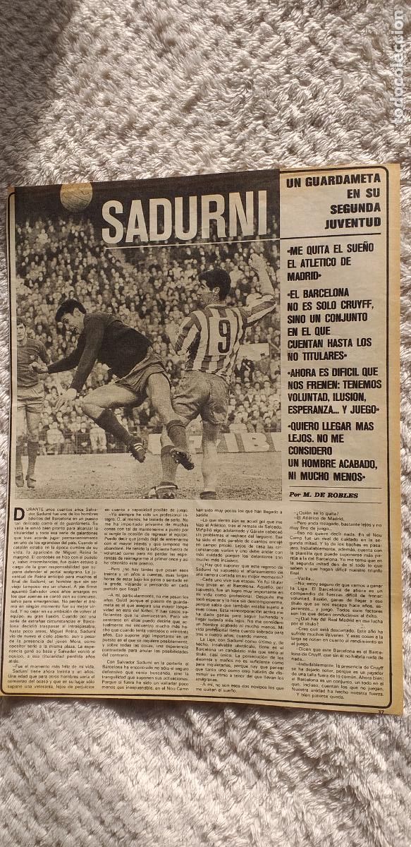 Coleccionismo deportivo: FUTBOL-V90-II-HOJA RECORTE-PRENSA DEPORTIVA-AS-1973-74-SADURNI