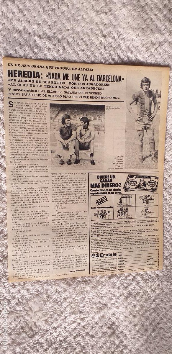 Coleccionismo deportivo: FUTBOL-V90-II-HOJA RECORTE-PRENSA DEPORTIVA-AS-1973-74-HEREDIA