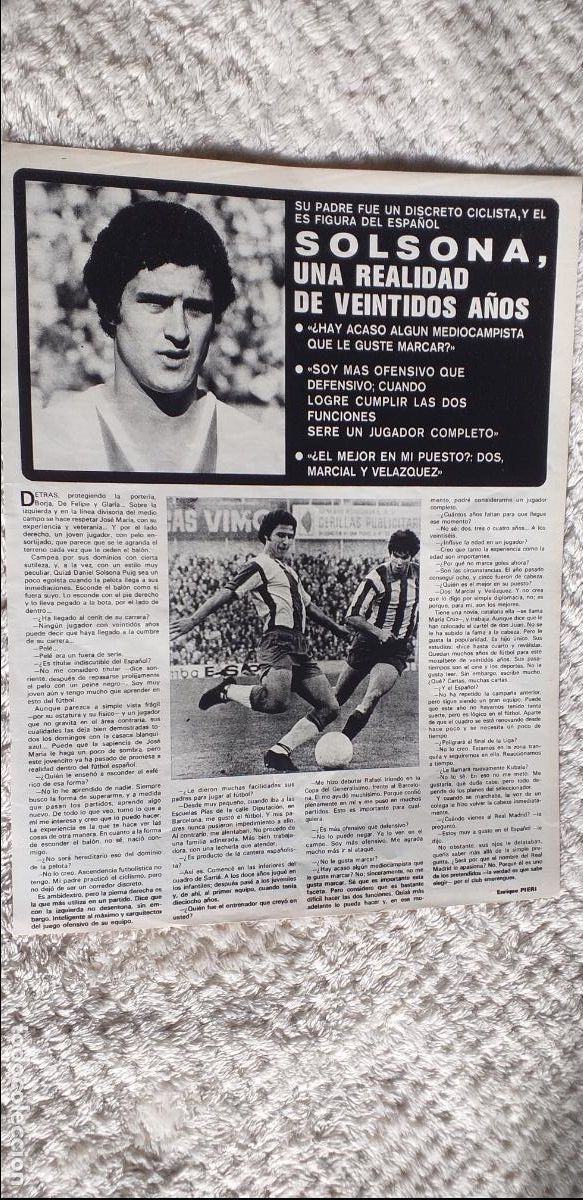 Coleccionismo deportivo: FUTBOL-V90-II-HOJA RECORTE-PRENSA DEPORTIVA-AS-1973-74-SOLSONA