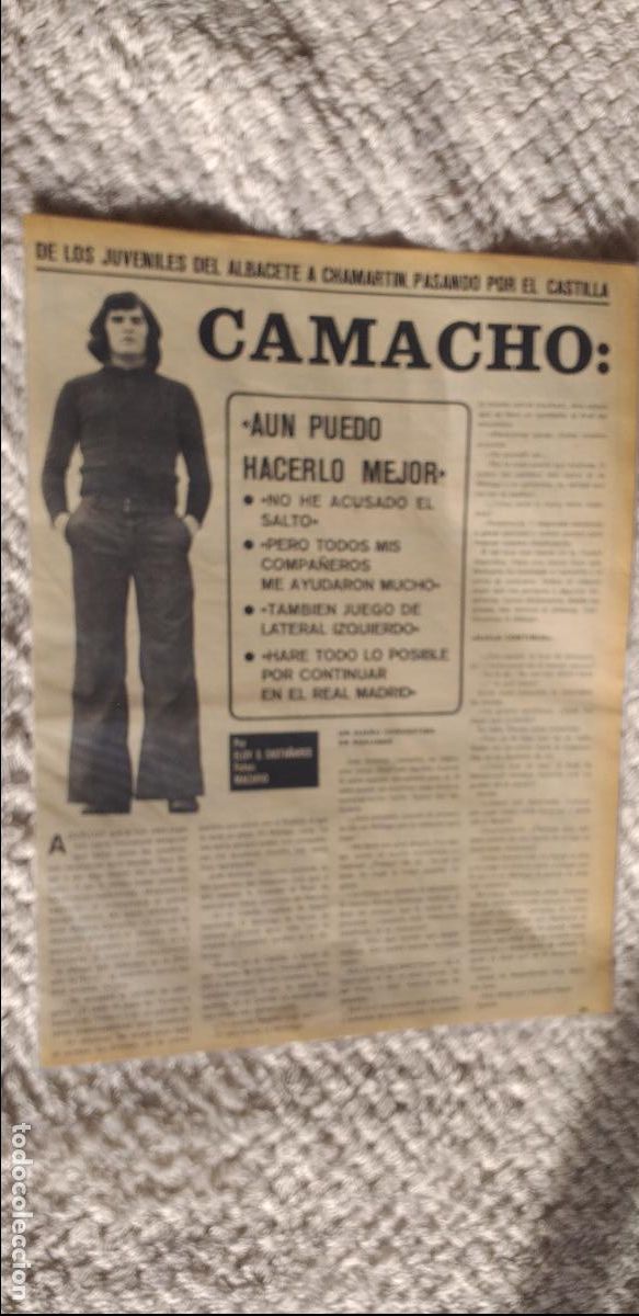 Coleccionismo deportivo: FUTBOL-V90-II-HOJA RECORTE-PRENSA DEPORTIVA-AS-1973-74-CAMACHO