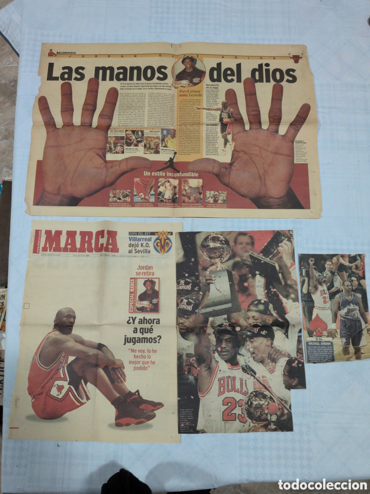 Coleccionismo deportivo: Recortes de peri&oacute;dico de Michael Jordan su retirada