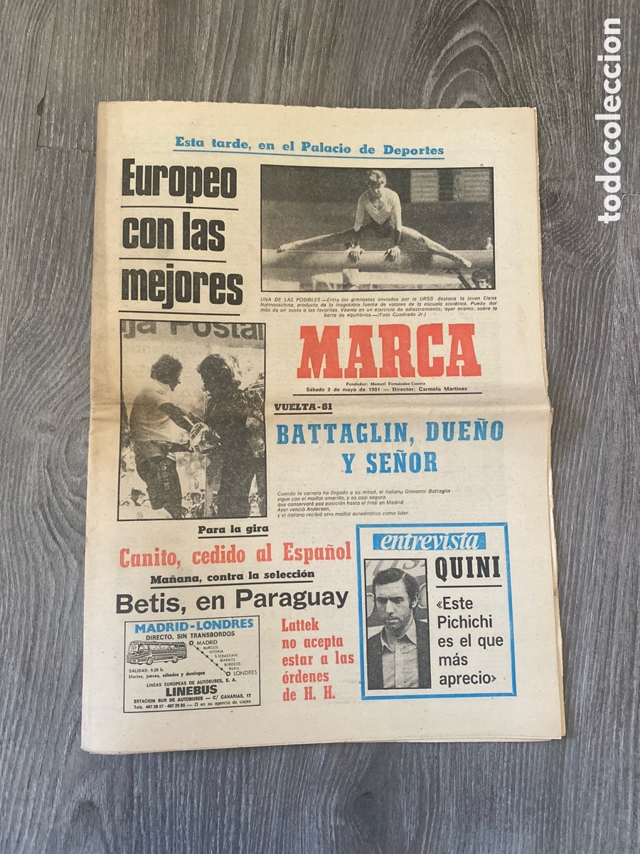Coleccionismo deportivo: DIARIO MARCA BATTAGLIN LIDER VUELTA 81 QUINI SEXTO PICHICHI