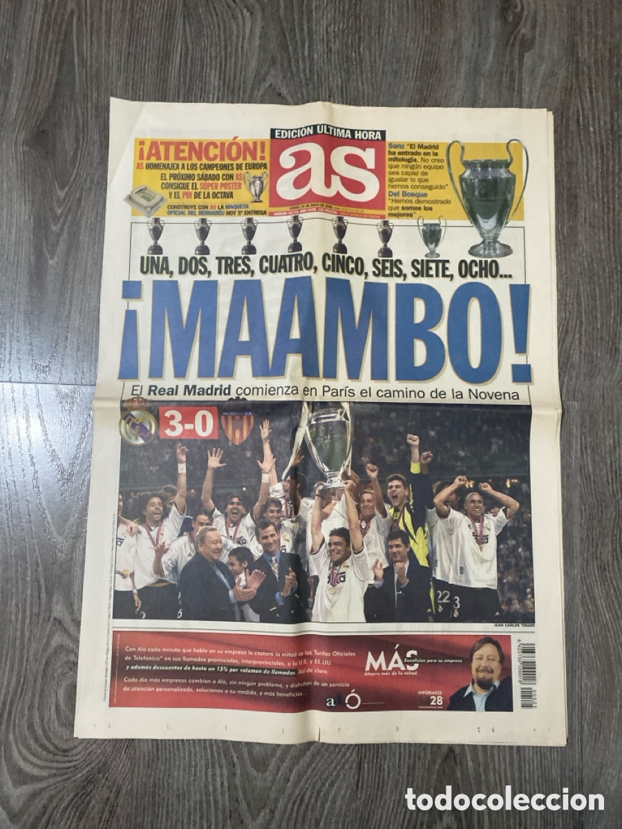 Coleccionismo deportivo: Diario AS 25 de mayo del 2000 MAAMBO!