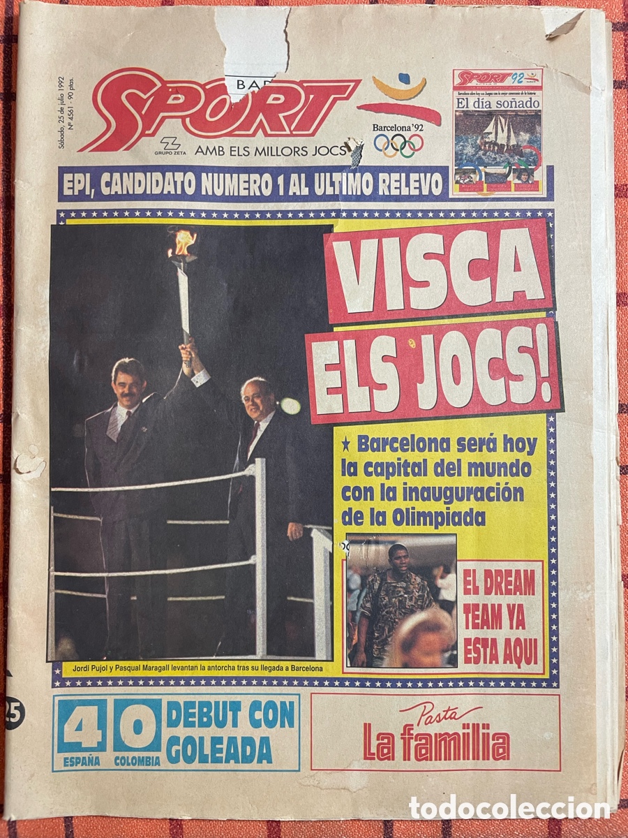 Coleccionismo deportivo: Peri&oacute;dico SPORT 25 julio 1992 inauguraci&oacute;n Olimpiadas Barcelona&rsquo;92