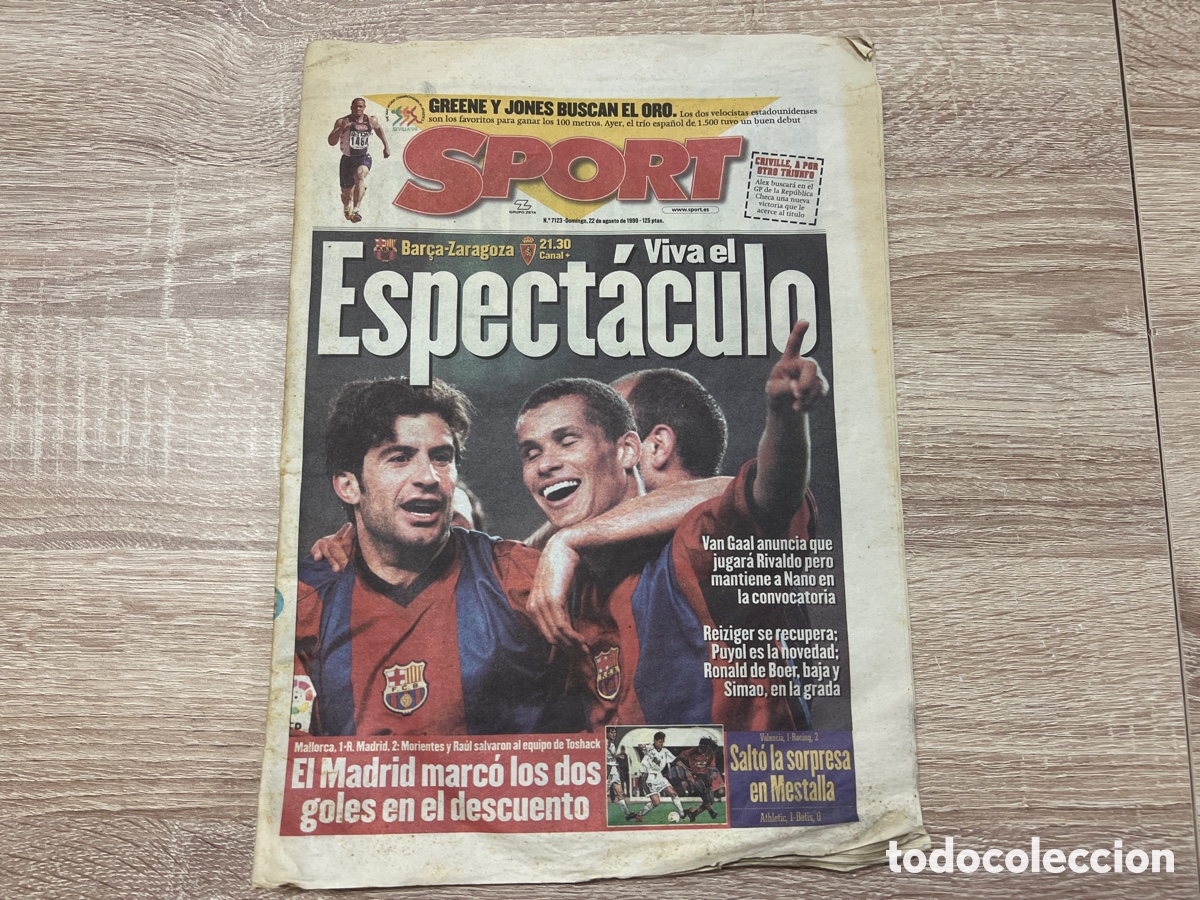 Coleccionismo deportivo: SPORT 22/08/1999 BAR&Ccedil;A ZARAGOZA VIVA EL ESPECT&Aacute;CULO