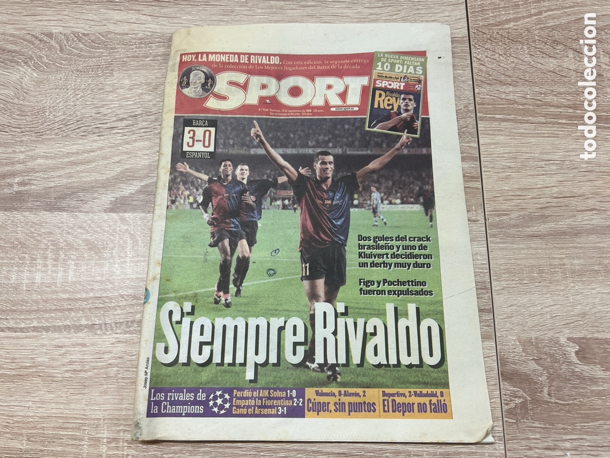 Coleccionismo deportivo: SPORT 12/09/1999 BAR&Ccedil;A ESPANYOL 3-0 SIEMPRE RIVALDO