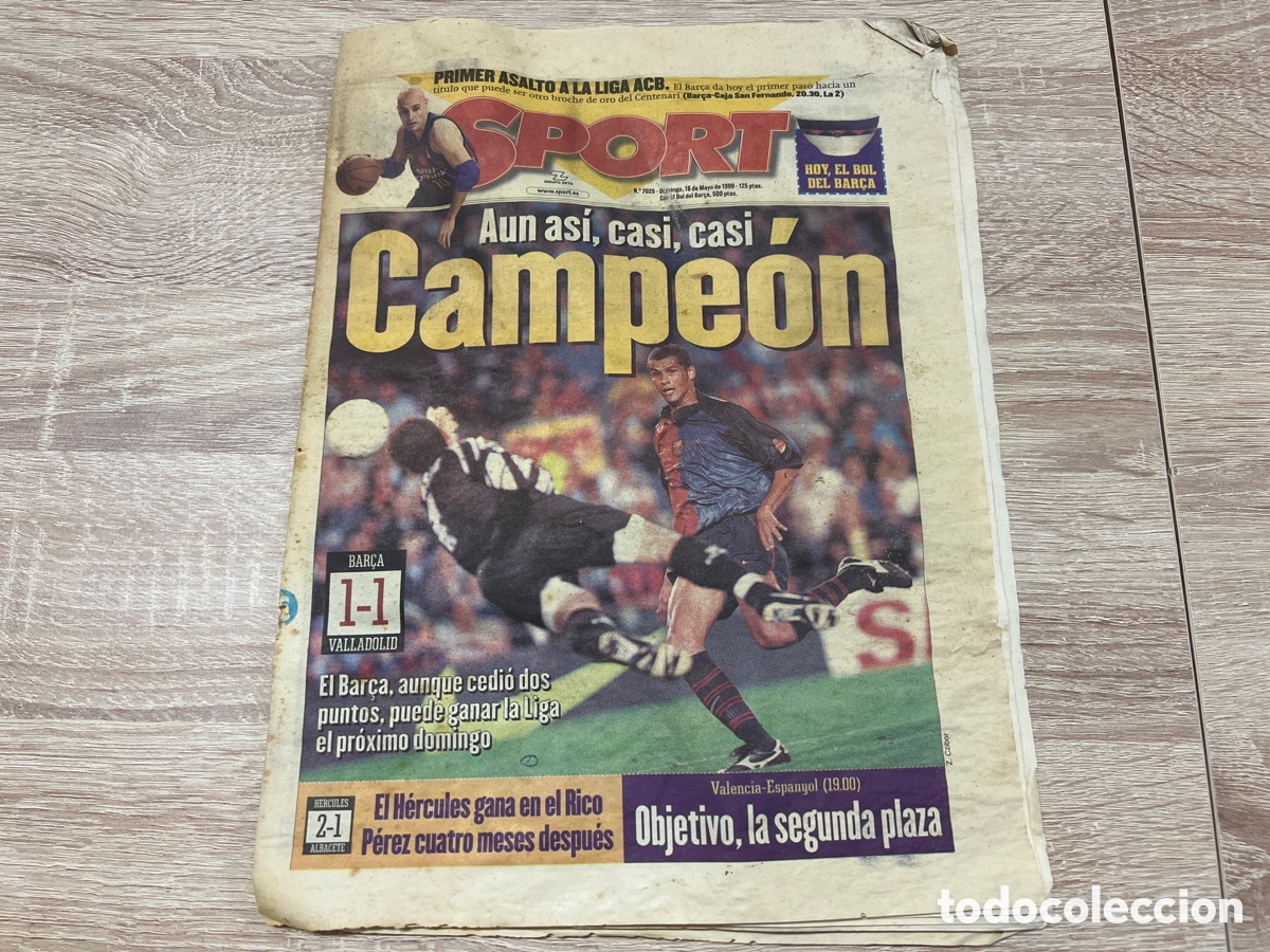 Coleccionismo deportivo: SPORT 16/05/1999 BAR&Ccedil;A VALLADOLID 1-1 A&Uacute;N AS&Iacute; CASI CASI CAMPE&Oacute;N
