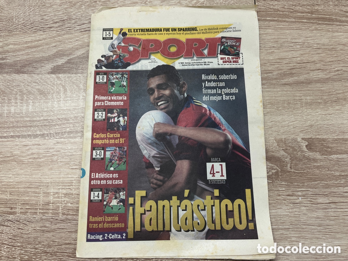 Coleccionismo deportivo: SPORT 01/11/1998 BAR&Ccedil;A REAL SOCIEDAD FANT&Aacute;STICO