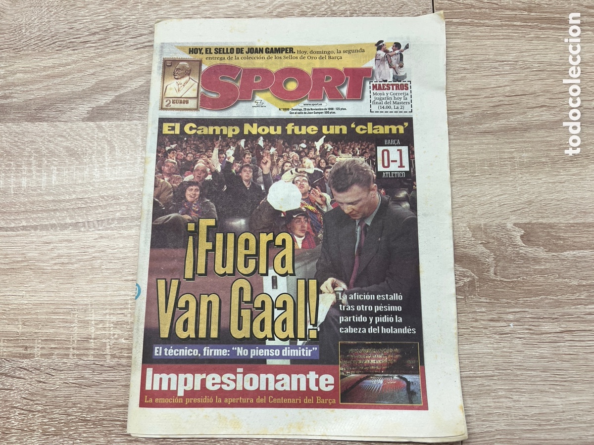 Coleccionismo deportivo: SPORT 29/11/1998 FUERA VAN GAAL