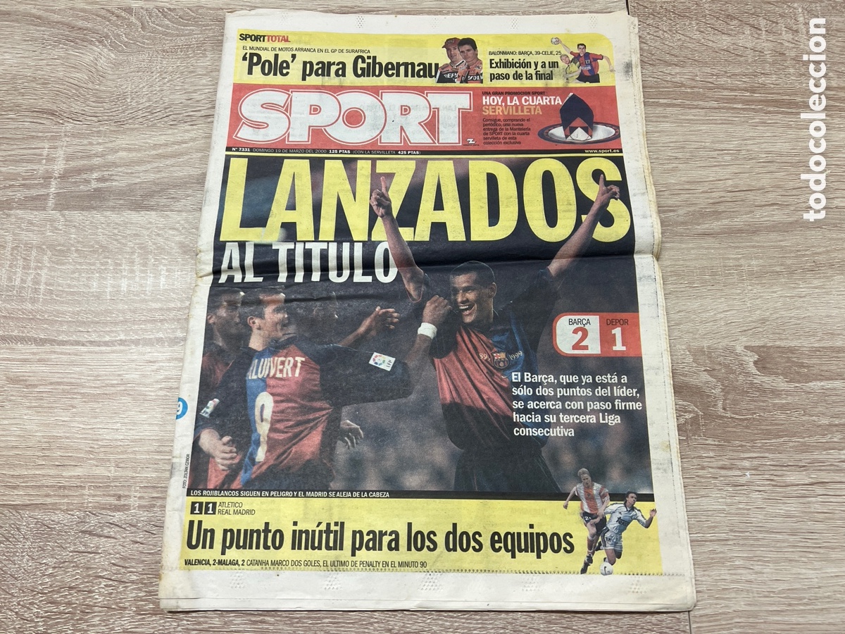 Coleccionismo deportivo: SPORT 19/03/2000 LANZADOS AL T&Iacute;TULO BAR&Ccedil;A 2 DEPOR1