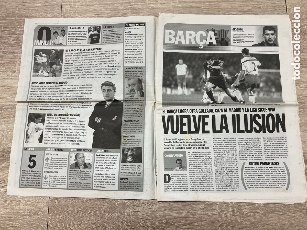 Coleccionismo deportivo: SPORT 05/03/2000 BAR&Ccedil;A NUMANCIA - Foto 2