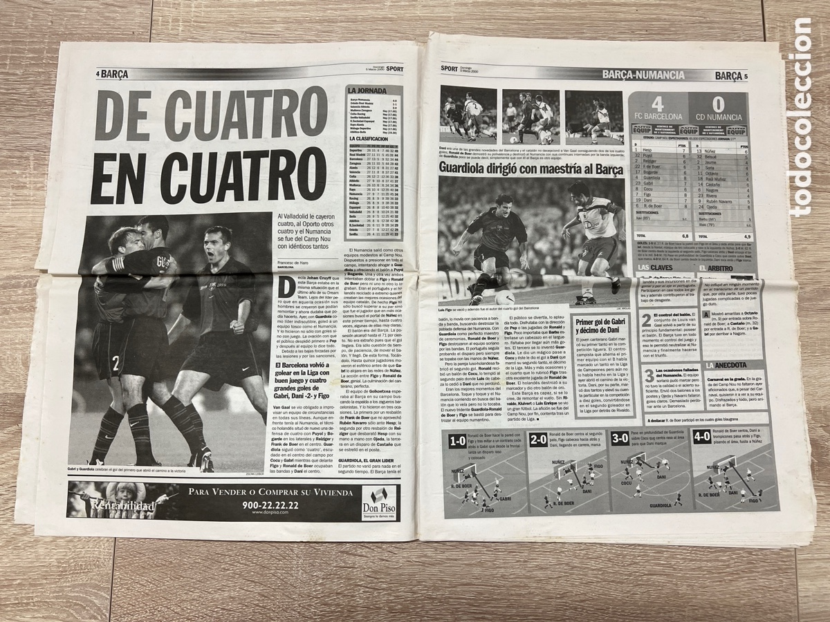 Coleccionismo deportivo: SPORT 05/03/2000 BAR&Ccedil;A NUMANCIA - Foto 3