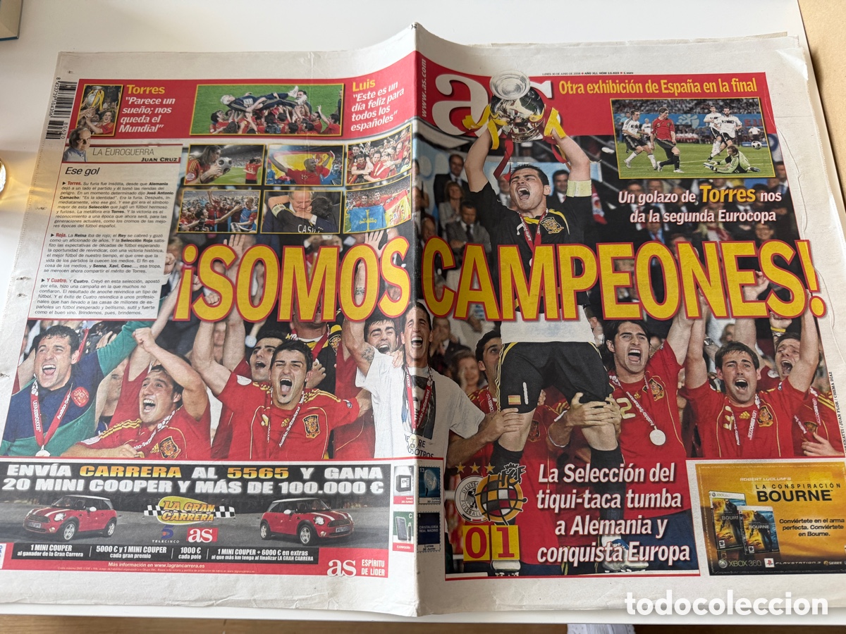 Coleccionismo deportivo: Diario As. Espa&ntilde;a campeona Eurocopa 2008.
