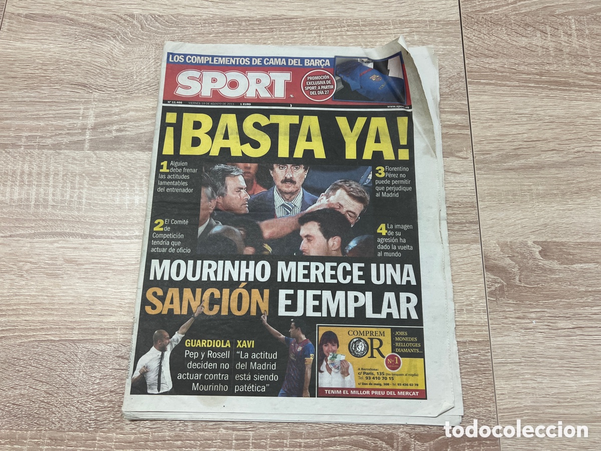Coleccionismo deportivo: SPORT N&ordm; 11466 19/08/2011 MOURINHO TITO VILANOVA