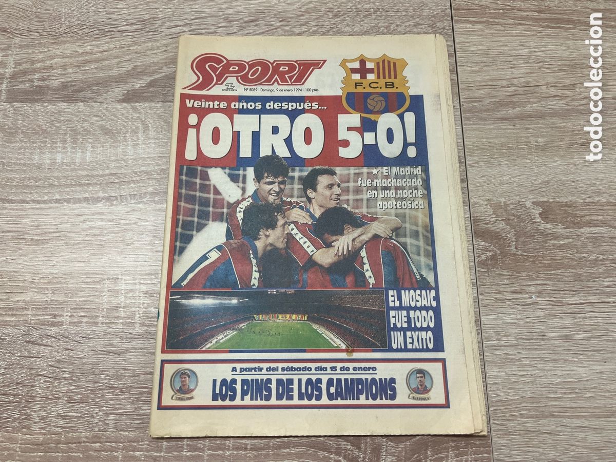 Coleccionismo deportivo: SPORT N&ordm; 5089 FC BARCELONA 5 REAL MADRID 0 09/01/1994