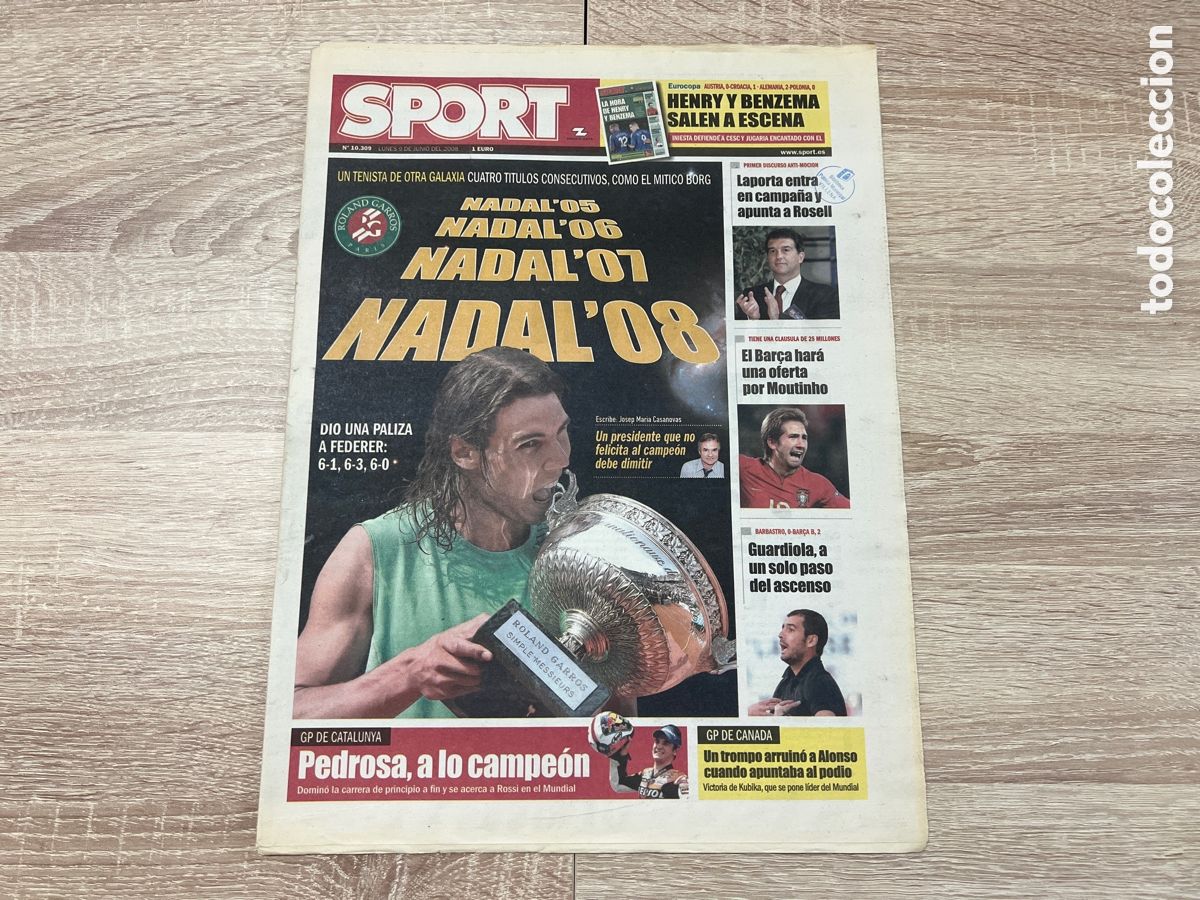 Coleccionismo deportivo: SPORT N&ordm; 10309 ( 9-6-2008) RAFAEL NADAL GANADOR ROLAND GARROS