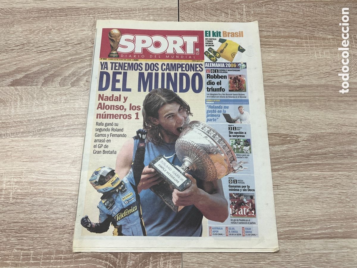 Coleccionismo deportivo: SPORT N&ordm; 9587 ( 12-6-2006) RAFAEL NADAL ROLAND GARROS ESPECIAL MUNDIAL ALEMANIA 2006