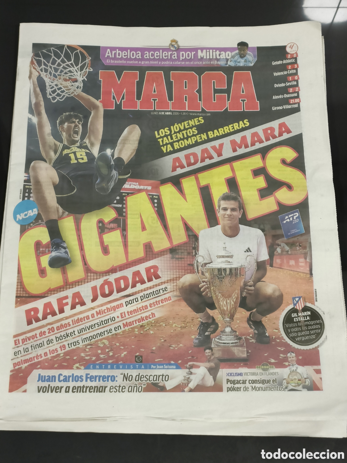 Coleccionismo deportivo: Marca peri&oacute;dico Aday Mara y Rafa J&oacute;dar en Portada 6 abril 2026