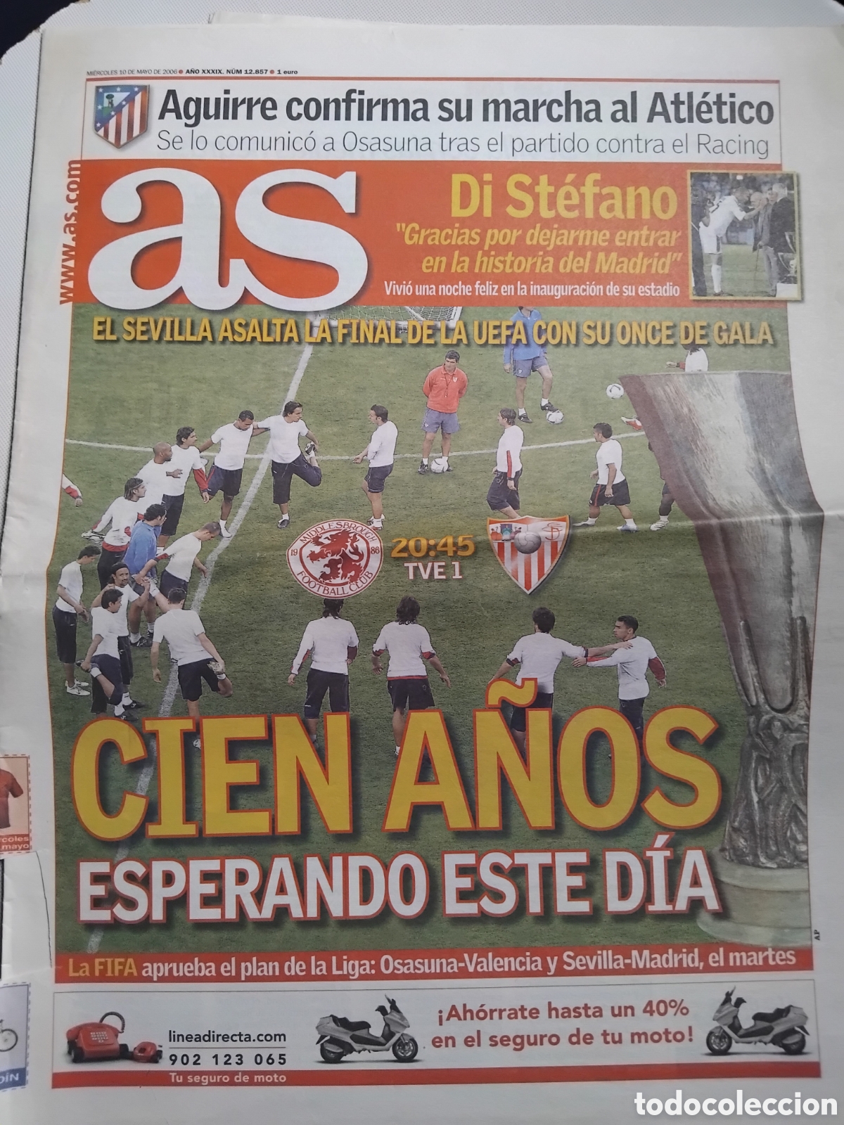 Coleccionismo deportivo: Periodico Sevilla 1a Copa UEFA 2006 (Portada)