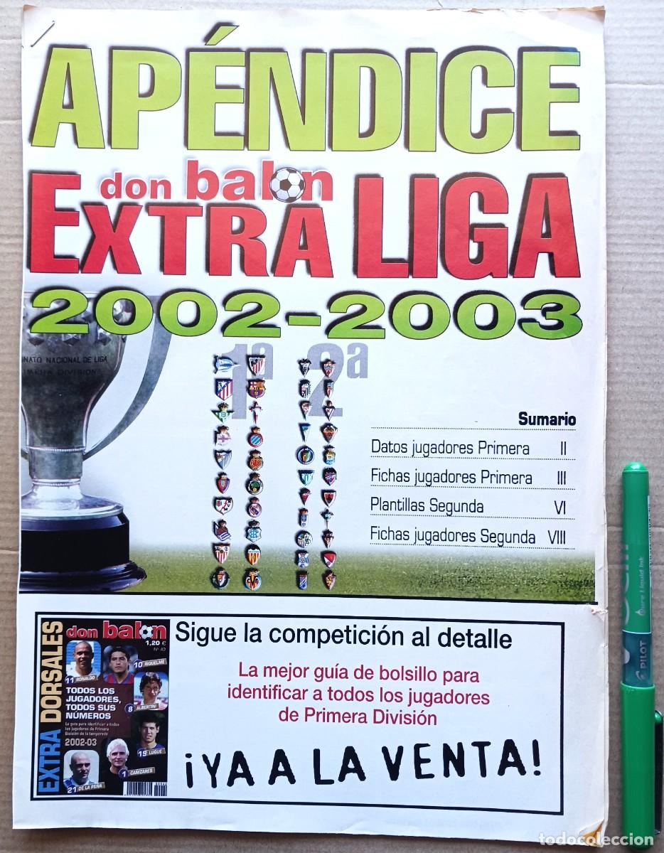 Coleccionismo deportivo: APENDICE 2002 2003 DON BALON EXTRA LIGA 02 03 REVISTA MAGAZINE RIVISTA ACTUALIZACION BUEN ESTADO R-0