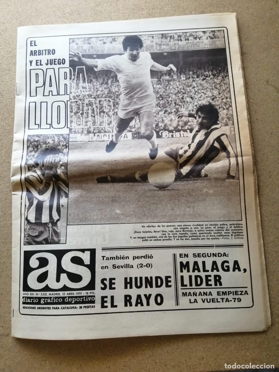 Coleccionismo deportivo: DIARIO DEPORTIVO AS (23 ABRIL 1979) DERBY REAL MADRID - ATHLETICO MADRID