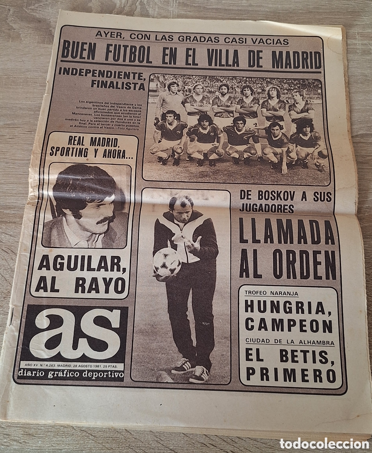 Coleccionismo deportivo: Peri&oacute;dico - Diario AS - 1981 - Boskov - Independiente - Vasco Da Gama - Hugo S&aacute;nchez - Carranza