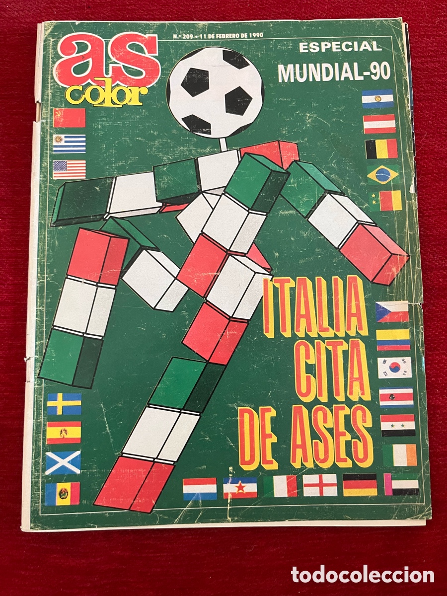 Colecionismo desportivo: AS COLOR # 209 (11-2-1990) GUIA ESPECIAL MUNDIAL ITALIA 90 ALEMANIA ARGENTINA POSTER ESPA&Ntilde;A