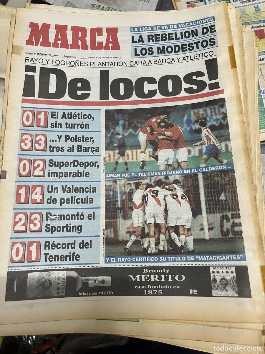 Coleccionismo deportivo: MARCA (21-12-1992) JORNADA LIGA SUPERDEPORTIVO HAT TRICK POLSTER ATLETICO 0-1 LOGRO&Ntilde;ES