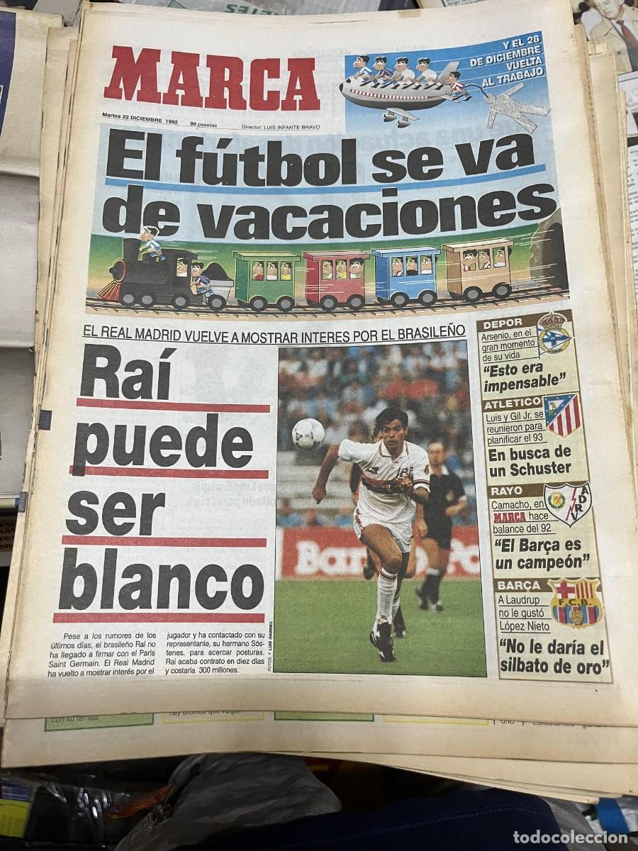 Coleccionismo deportivo: MARCA (22-12-1992) RAI POSIBLE FICHAJE REAL MADRID BARCELONA ATLETICO RAYO COPA AMERICA VELA