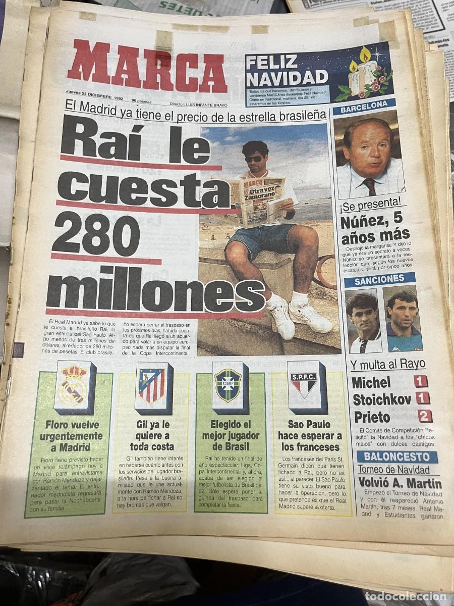 Coleccionismo deportivo: MARCA (24-12-1992) RAI FICHAJE REAL MADRID NU&Ntilde;EZ BARCELONA TORNEO NAVIDAD BALONCESTO