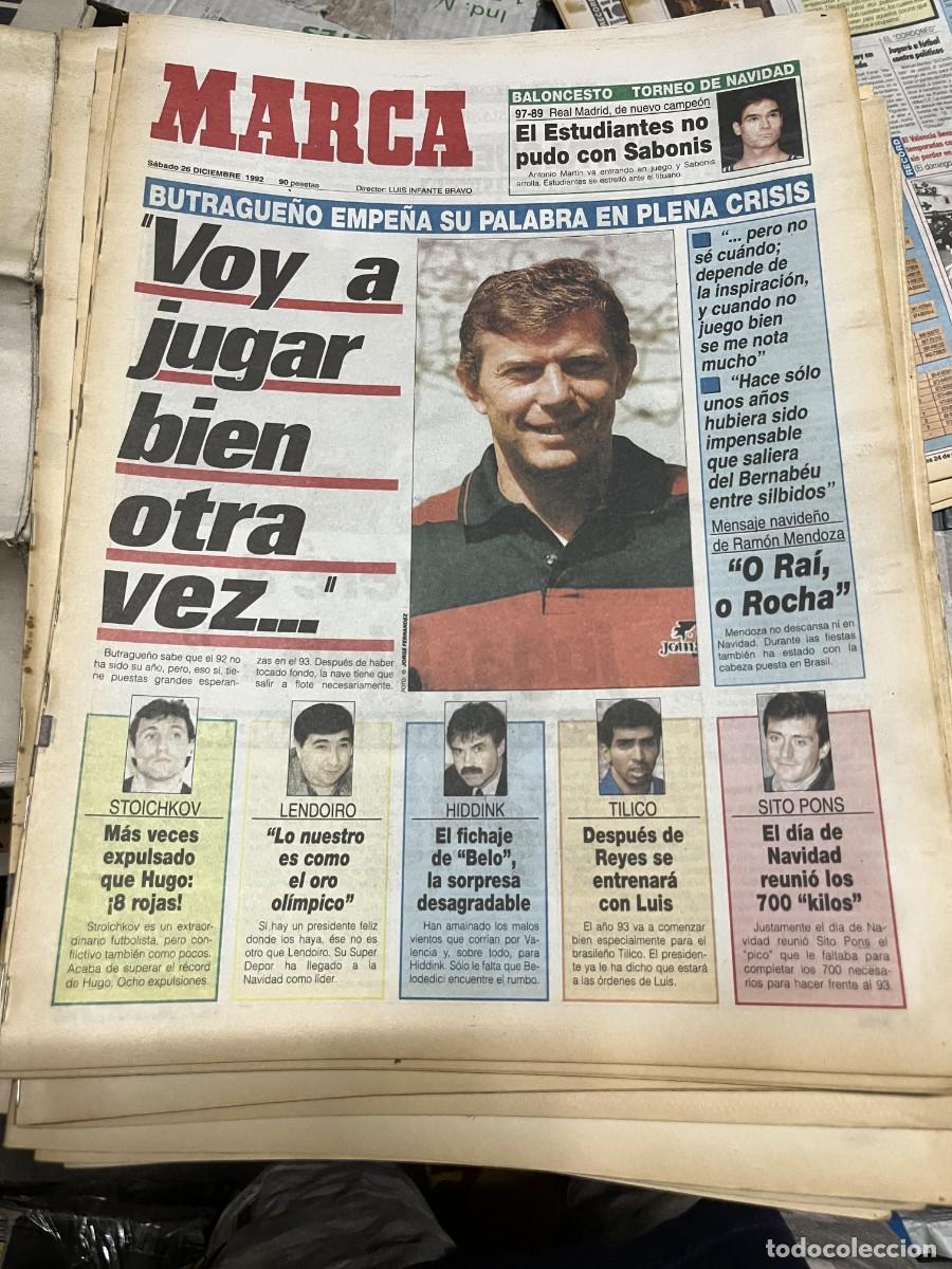 Coleccionismo deportivo: MARCA (26T-12-1992) REAL MADRID BUTRAGUE&Ntilde;O STOICHKOV LENDOIRO SABONIS ESTUDIANTES