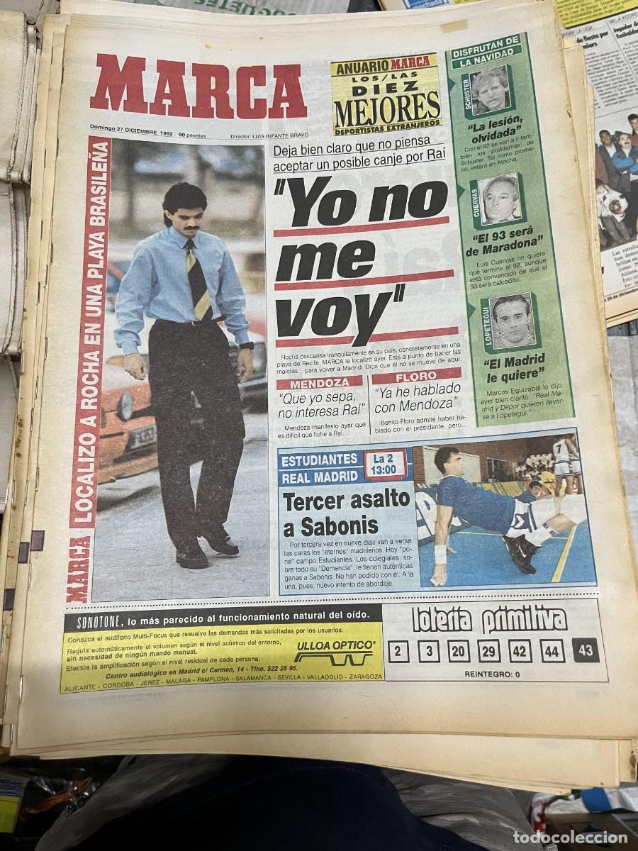 Coleccionismo deportivo: MARCA (27-12-1992) RICARDO ROCHA REAL MADRID MENDOZA FLORO ESTUDIANTES REAL MADRID