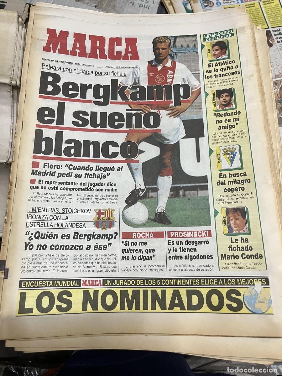 Coleccionismo deportivo: MARCA (30-12-1992) BERGKAMP POSIBLE FICHAJE REAL MADRID ROCHA PROSINECKI