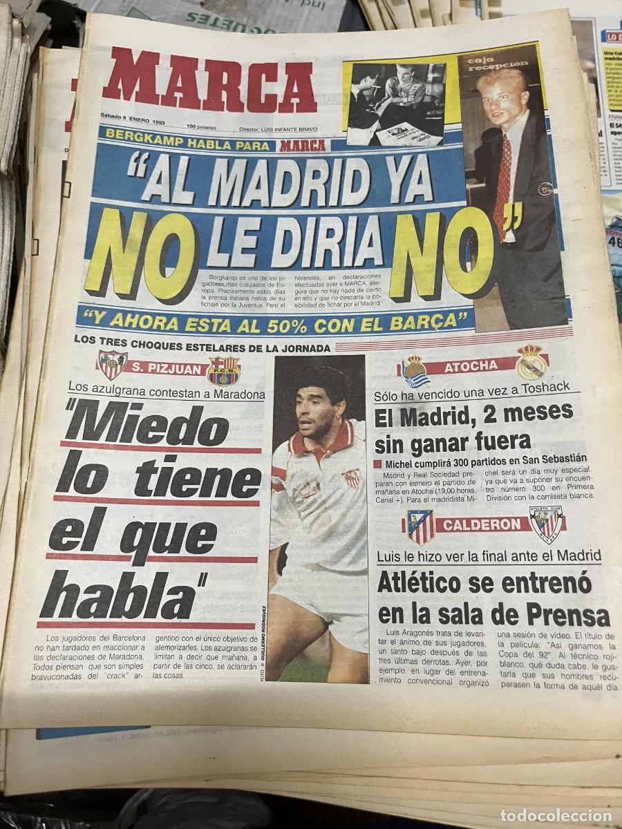 Coleccionismo deportivo: MARCA (9-1-1993) BERGKAMP POSIBLE FICHAJE REAL MADRID MARADONA SEVILLA BARCELONA