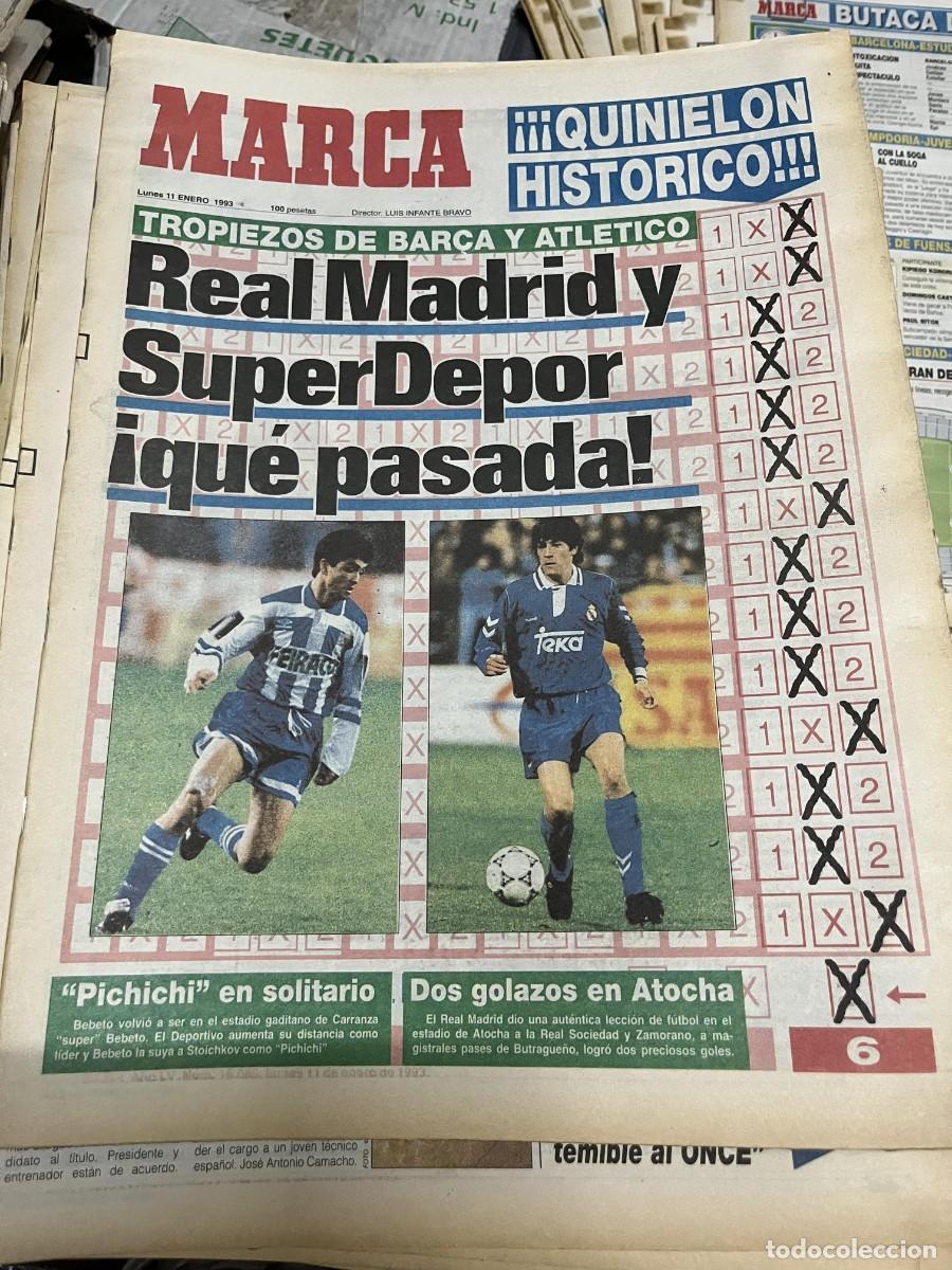 Coleccionismo deportivo: MARCA (11-1-1993) JORNADA LIGA MARADONA SEVILLA BARCELONA BEBETO PICHICHI
