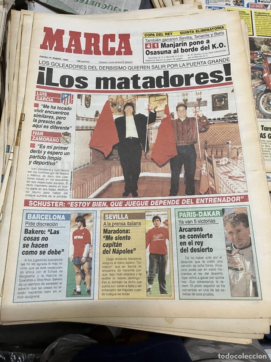 Coleccionismo deportivo: MARCA (14-1-1993) DERBI REAL MADRID ATLETICO MADRID ZAMORANO LUIS GARCIA PARIS DAKAR