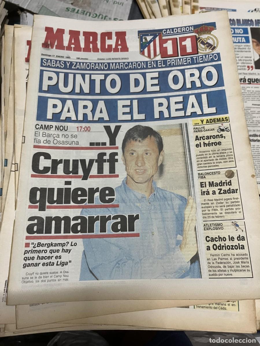 Coleccionismo deportivo: MARCA (17-1-1993) DERBI ATLETICO MADRID 1-1 REAL MADRID CRUYFF BARCELONA OSASUNA JORNADA LIGA
