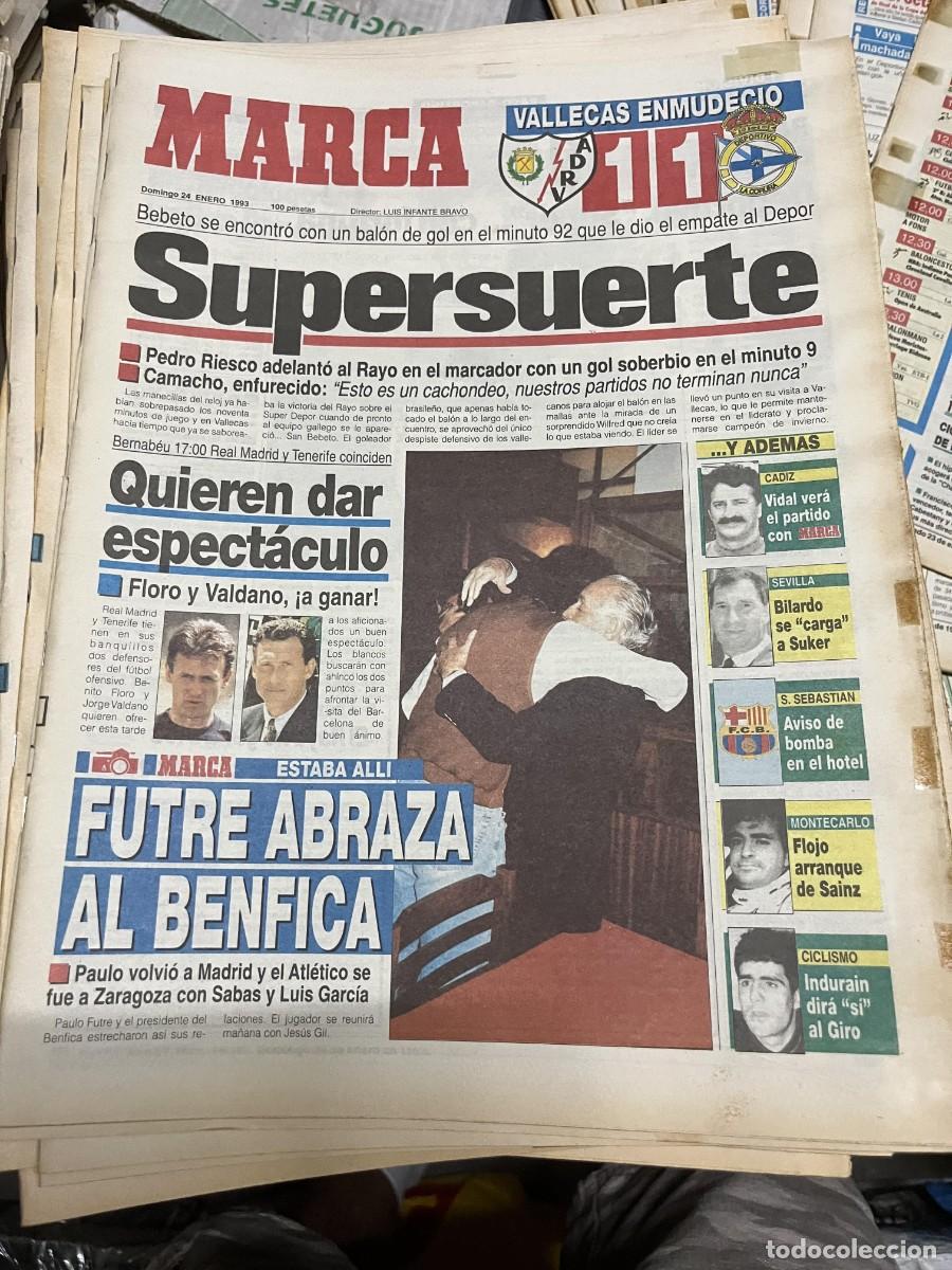 Sports collectibles: MARCA (24-1-1993) RAYO VALLECANO 1-1 DEPORTIVO CORU&Ntilde;A PEDRO RIESCO FLORO VALDANO REAL MADRID