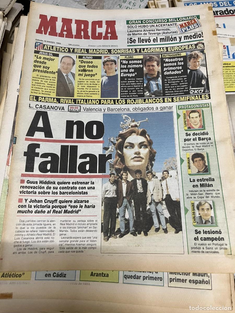 Coleccionismo deportivo: MARCA (20-3-1993) COPA UEFA PARMA ATLETICO MADRID GUUS HIDDINK JOHAN CRUYFF