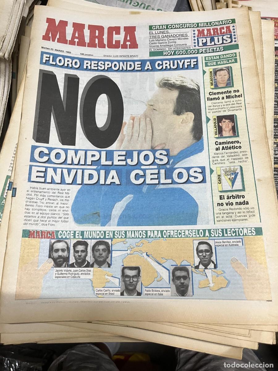 Coleccionismo deportivo: MARCA (23-3-1993) BENITO FLORO CRUYFF REAL MADRID BARCELONA CAMINERO
